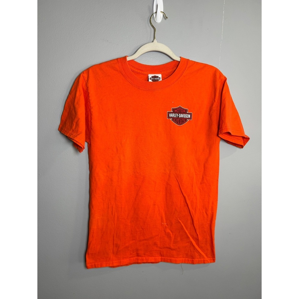 Harley Davidson Cycles Lisle IL Orange Hanes Beefy T Shirt Mens Size Small 2006